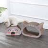 Opal 19" Cardboard Happy Cat Head 2-in-1 Cat Cave Scratcher with Built In Bell Toys and Catnip, Muted Pink/Cream - Pet Accessories - 3