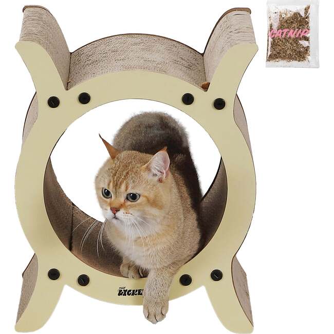 Nyan 16.5" Cardboard Tunnel Cat Scratcher with Catnip, Almond