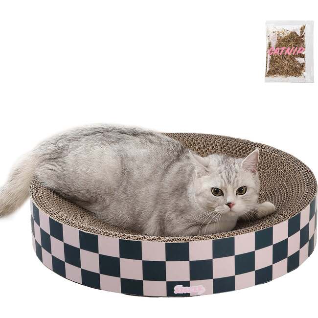 Nelson 20.13" Cardboard Round Bowl Cat Scratcher with Catnip, Peony