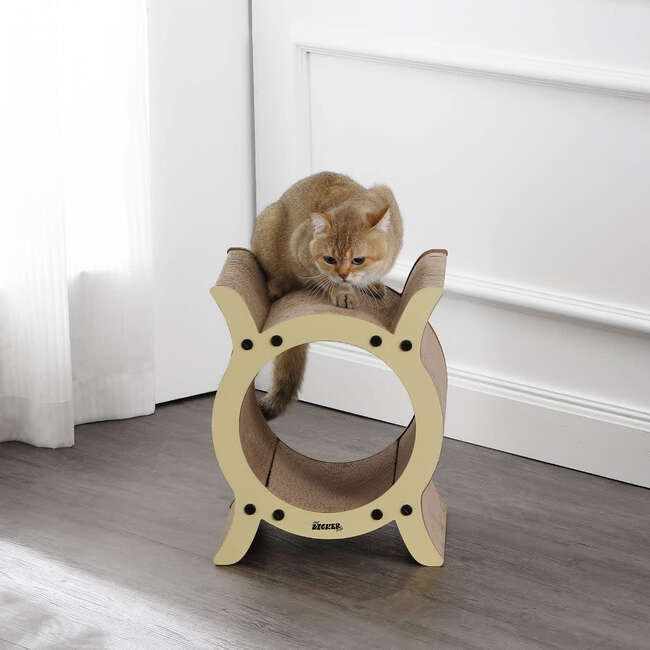 Nyan 16.5" Cardboard Tunnel Cat Scratcher with Catnip, Almond - Pet Accessories - 2