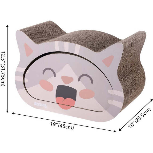 Opal 19" Cardboard Happy Cat Head 2-in-1 Cat Cave Scratcher with Built In Bell Toys and Catnip, Muted Pink/Cream - Pet Accessories - 6