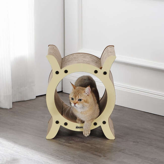 Nyan 16.5" Cardboard Tunnel Cat Scratcher with Catnip, Almond - Pet Accessories - 3