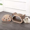 Opal 19" Cardboard Happy Cat Head 2-in-1 Cat Cave Scratcher with Built In Bell Toys and Catnip, Cream/Peach - Pet Accessories - 7