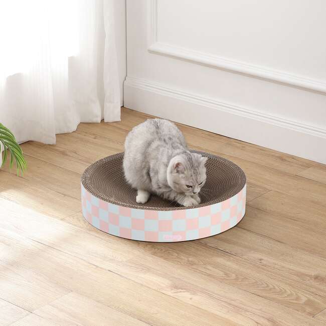 Nelson 20.13" Cardboard Round Bowl Cat Scratcher with Catnip, Strawberry Milkshake - Pet Accessories - 3