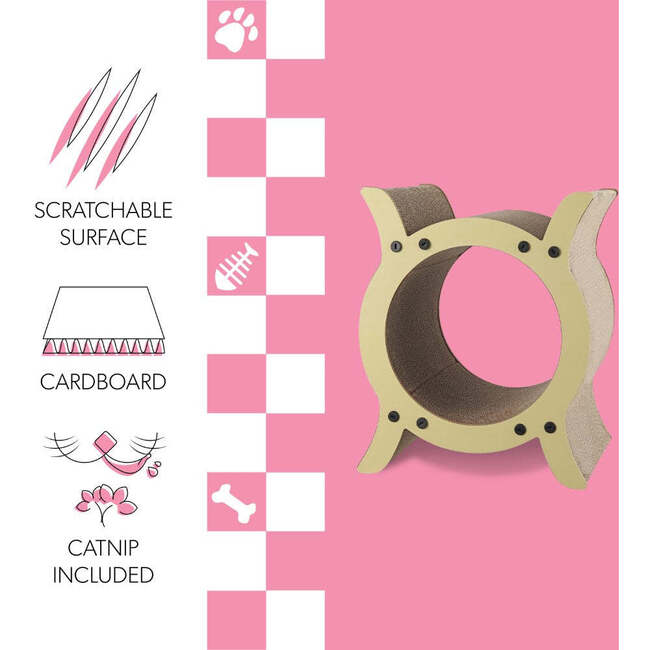 Nyan 16.5" Cardboard Tunnel Cat Scratcher with Catnip, Almond - Pet Accessories - 5