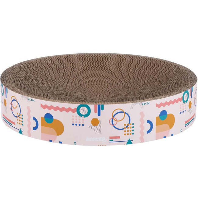 Nelson 20.13" Cardboard Round Bowl Cat Scratcher with Catnip, Light Pink/Multi - Pet Accessories - 4