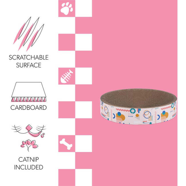 Nelson 20.13" Cardboard Round Bowl Cat Scratcher with Catnip, Light Pink/Multi - Pet Accessories - 5