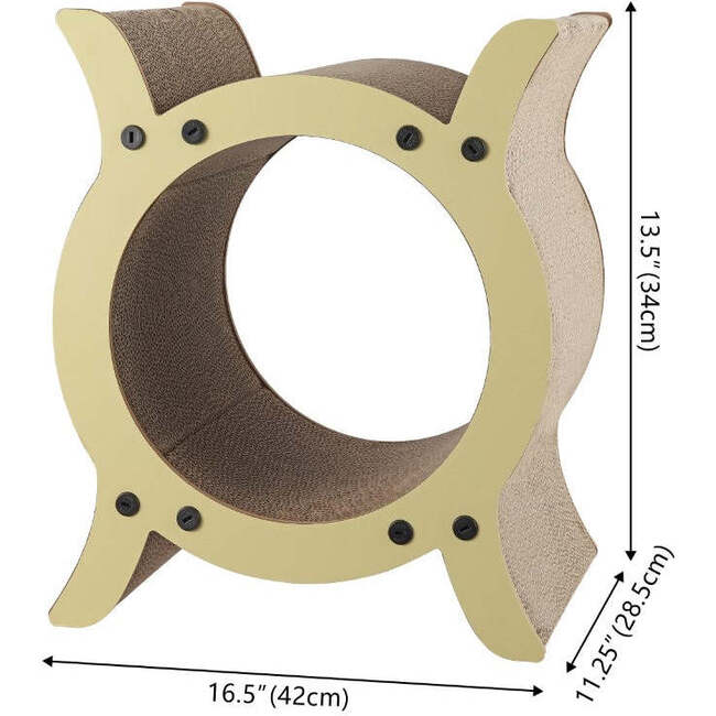 Nyan 16.5" Cardboard Tunnel Cat Scratcher with Catnip, Almond - Pet Accessories - 6