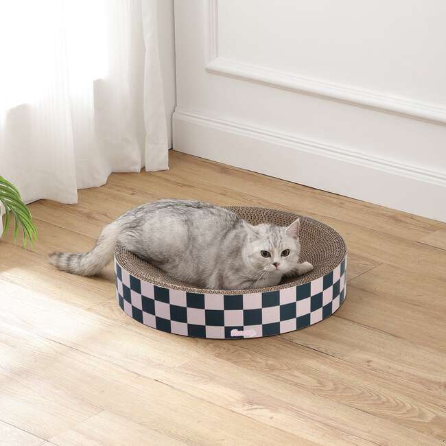 Nelson 20.13" Cardboard Round Bowl Cat Scratcher with Catnip, Peony - Pet Accessories - 2