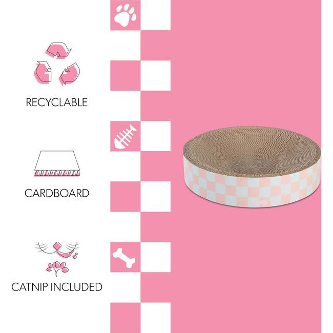 Nelson 20.13" Cardboard Round Bowl Cat Scratcher with Catnip, Strawberry Milkshake - Pet Accessories - 5