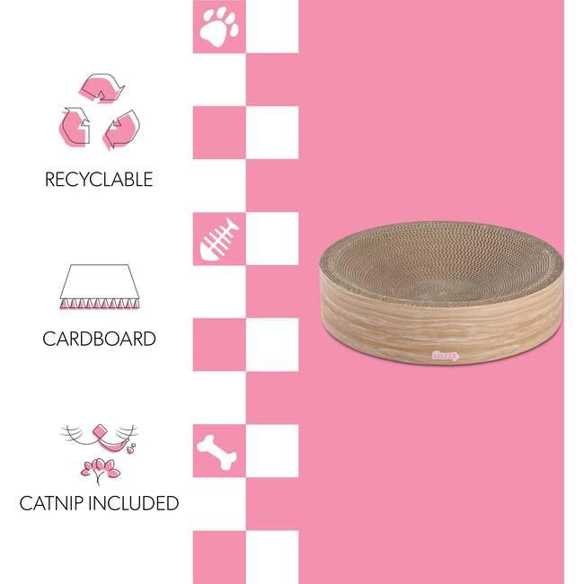 Nelson 20.13" Cardboard Round Bowl Cat Scratcher with Catnip, Oak Wood - Pet Accessories - 5