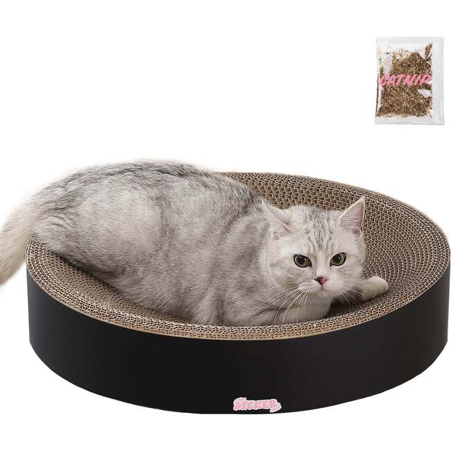 Nelson 20.13" Cardboard Round Bowl Cat Scratcher with Catnip, Ink