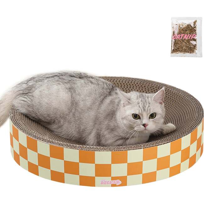 Nelson 20.13" Cardboard Round Bowl Cat Scratcher with Catnip, Citrus