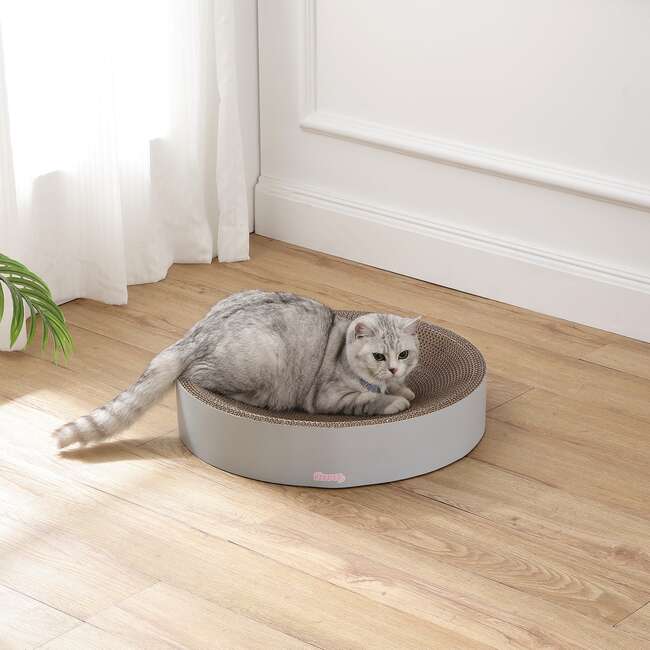 Nelson 20.13" Cardboard Round Bowl Cat Scratcher with Catnip, Fog - Pet Accessories - 3