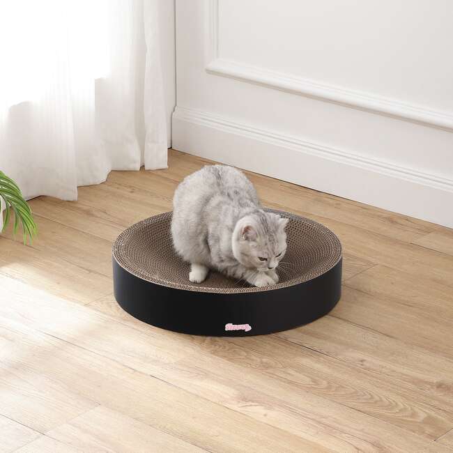 Nelson 20.13" Cardboard Round Bowl Cat Scratcher with Catnip, Ink - Pet Accessories - 3