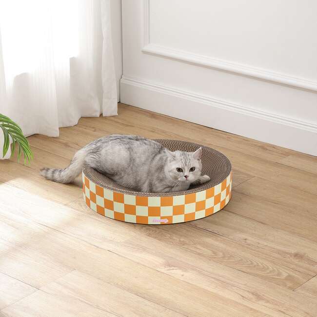 Nelson 20.13" Cardboard Round Bowl Cat Scratcher with Catnip, Citrus - Pet Accessories - 2