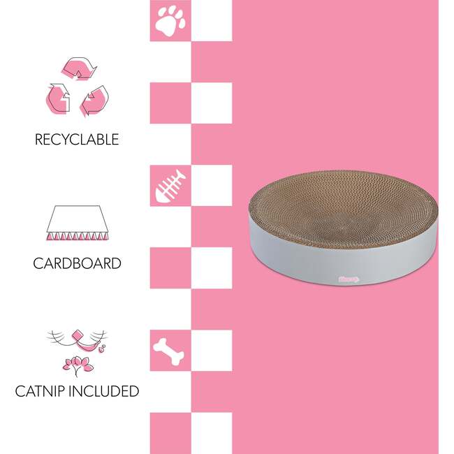 Nelson 20.13" Cardboard Round Bowl Cat Scratcher with Catnip, Fog - Pet Accessories - 5