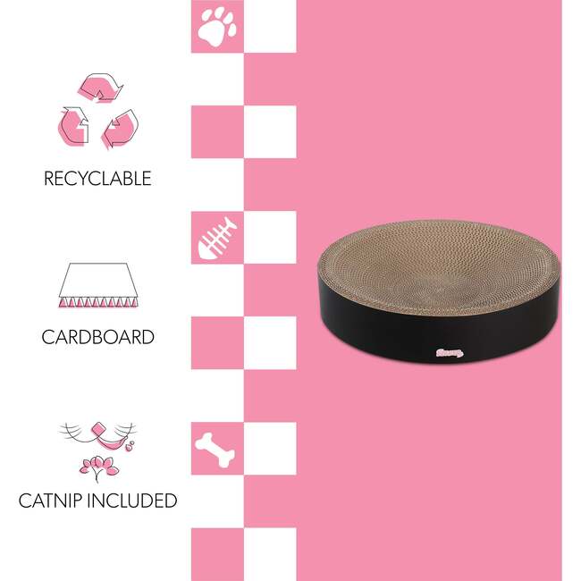 Nelson 20.13" Cardboard Round Bowl Cat Scratcher with Catnip, Ink - Pet Accessories - 5