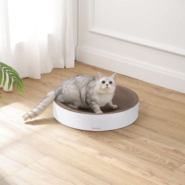 Nelson 20.13" Cardboard Round Bowl Cat Scratcher with Catnip, Cloud - Pet Accessories - 2
