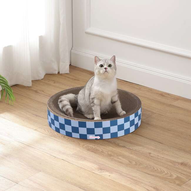 Nelson 20.13" Cardboard Round Bowl Cat Scratcher with Catnip, Blueberry - Pet Accessories - 2