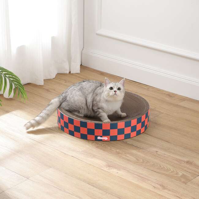Nelson 20.13" Cardboard Round Bowl Cat Scratcher with Catnip, Berry Cherry - Pet Accessories - 2