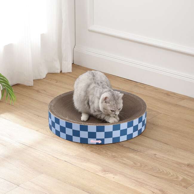 Nelson 20.13" Cardboard Round Bowl Cat Scratcher with Catnip, Blueberry - Pet Accessories - 3