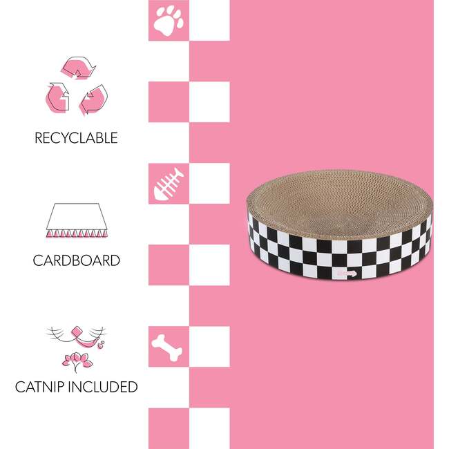 Nelson 20.13" Cardboard Round Bowl Cat Scratcher with Catnip, Checkered - Pet Accessories - 5