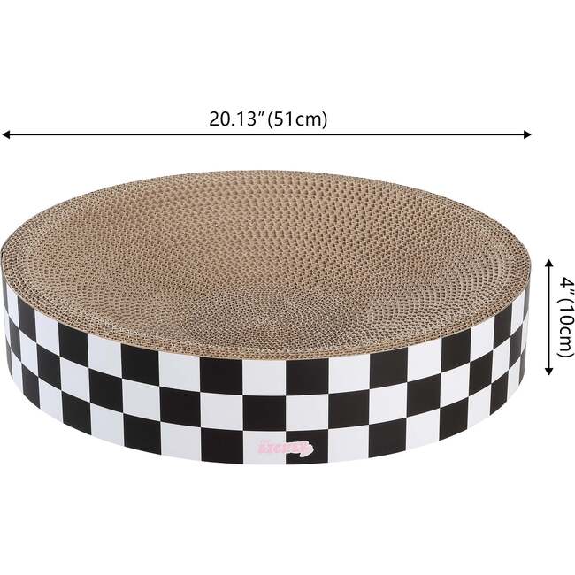 Nelson 20.13" Cardboard Round Bowl Cat Scratcher with Catnip, Checkered - Pet Accessories - 6