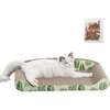 Montego 27.5" Patterned Cardboard Lounge Bed Cat Scratcher with Catnip, Mint/Green - Pet Accessories - 1 - thumbnail