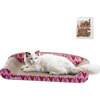 Montego 27.5" Patterned Cardboard Lounge Bed Cat Scratcher with Catnip, Pink/Red - Pet Accessories - 1 - thumbnail