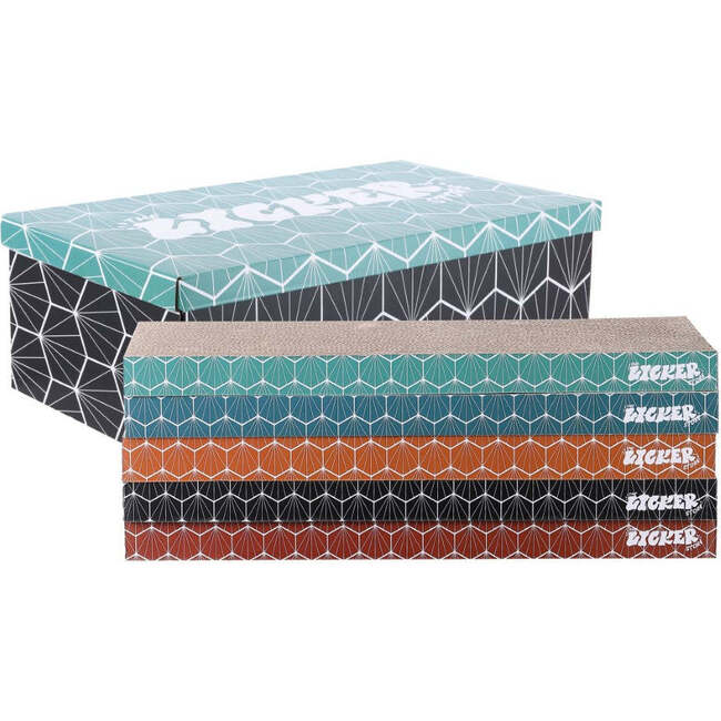 Naomi 17" Cardboard Reversible Cat Scratcher Pad in Box with Catnip, Multi Colored (5 Pack) - Pet Accessories - 4