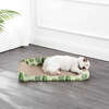 Montego 27.5" Patterned Cardboard Lounge Bed Cat Scratcher with Catnip, Mint/Green - Pet Accessories - 3 - thumbnail