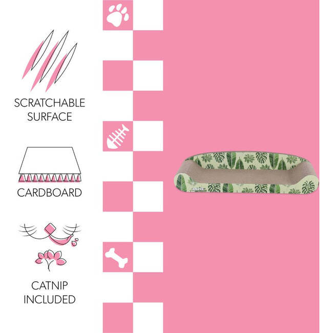 Montego 27.5" Patterned Cardboard Lounge Bed Cat Scratcher with Catnip, Mint/Green - Pet Accessories - 5