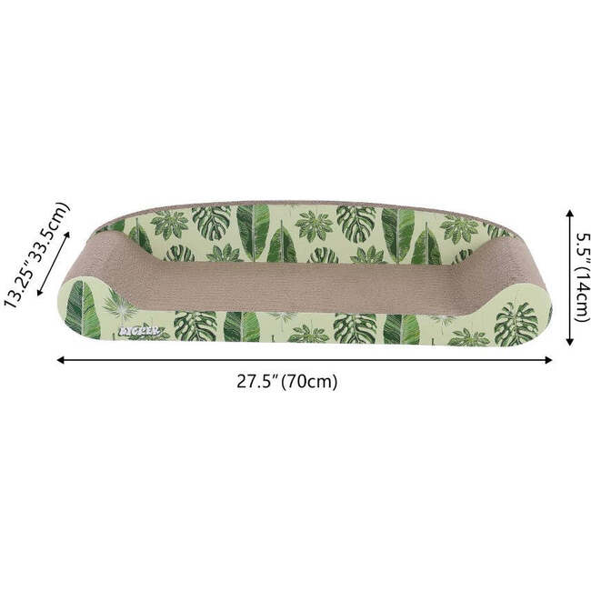 Montego 27.5" Patterned Cardboard Lounge Bed Cat Scratcher with Catnip, Mint/Green - Pet Accessories - 6