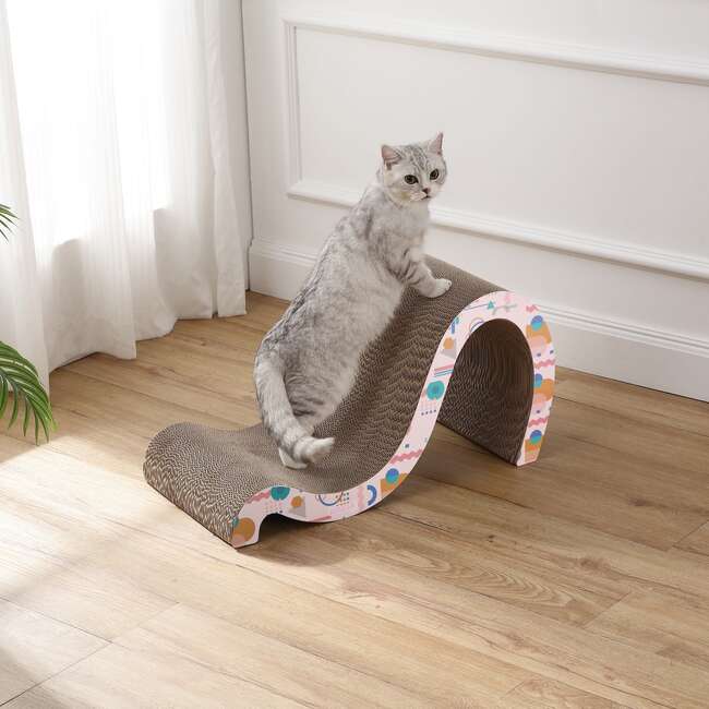 Kona 27" Cardboard Double Sided Wave Cat Scratcher with Catnip, Pattern Party - Pet Accessories - 2