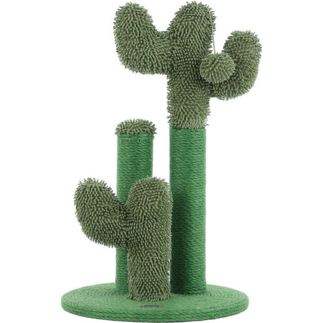 Marfa 21.5" Jute Triple Cactus Cat Scratching Post with Fuzzy Toy, Green - Pet Accessories - 4