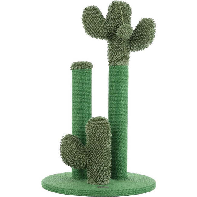 Marfa 25.25" Jute Triple Cactus Cat Scratching Post with Fuzzy Toy, Green - Pet Accessories - 4