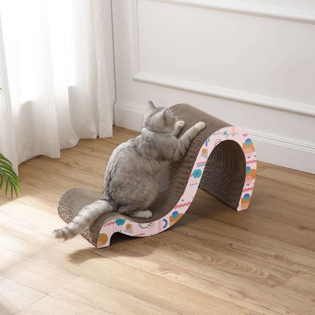 Kona 27" Cardboard Double Sided Wave Cat Scratcher with Catnip, Pattern Party - Pet Accessories - 3