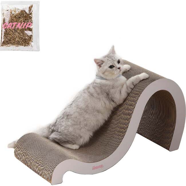 Kona 27" Cardboard Double Sided Wave Cat Scratcher with Catnip, Cloud