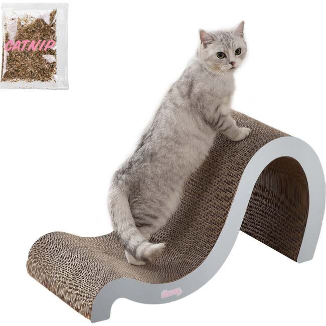 Kona 27" Cardboard Double Sided Wave Cat Scratcher with Catnip, Fog