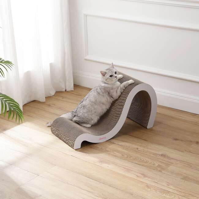 Kona 27" Cardboard Double Sided Wave Cat Scratcher with Catnip, Cloud - Pet Accessories - 2