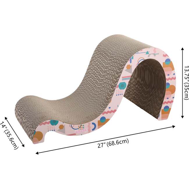 Kona 27" Cardboard Double Sided Wave Cat Scratcher with Catnip, Pattern Party - Pet Accessories - 6