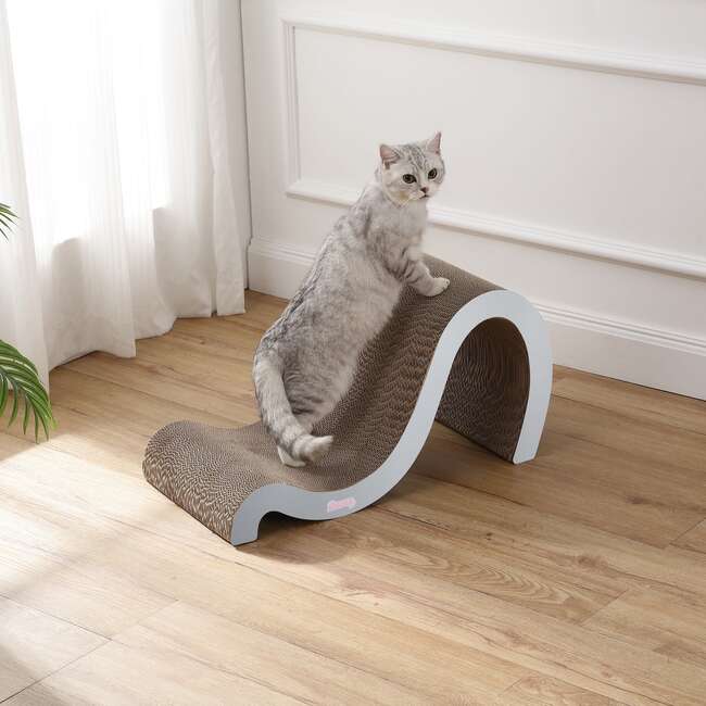 Kona 27" Cardboard Double Sided Wave Cat Scratcher with Catnip, Fog - Pet Accessories - 2