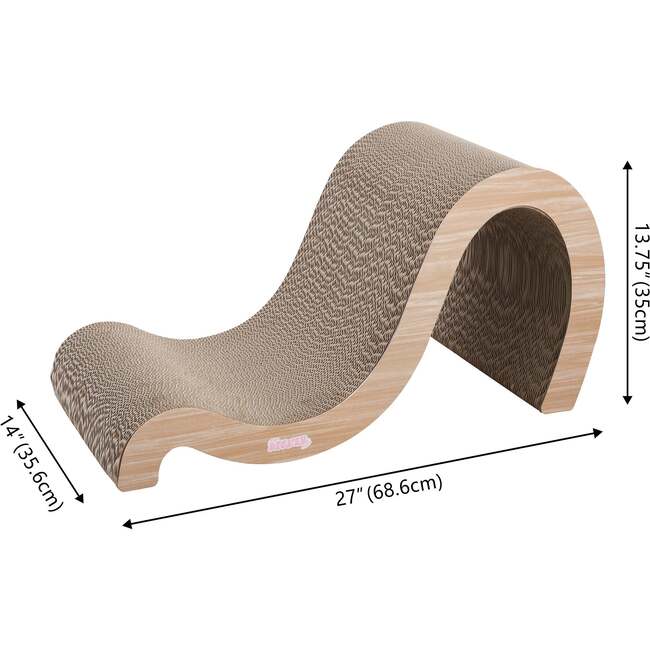 Kona 27" Cardboard Double Sided Wave Cat Scratcher with Catnip, Oak Wood - Pet Accessories - 6