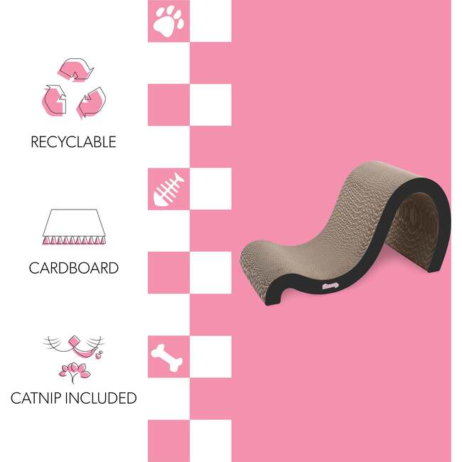 Kona 27" Cardboard Double Sided Wave Cat Scratcher with Catnip, Ink - Pet Accessories - 5