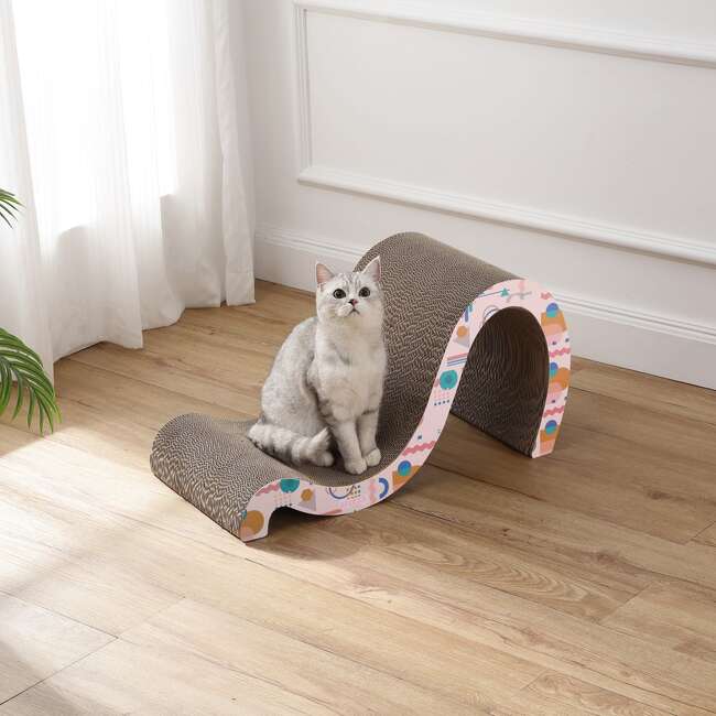 Kona 27" Cardboard Double Sided Wave Cat Scratcher with Catnip, Pattern Party - Pet Accessories - 7