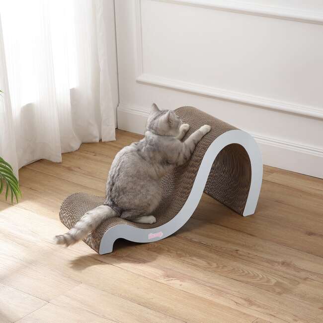 Kona 27" Cardboard Double Sided Wave Cat Scratcher with Catnip, Fog - Pet Accessories - 3