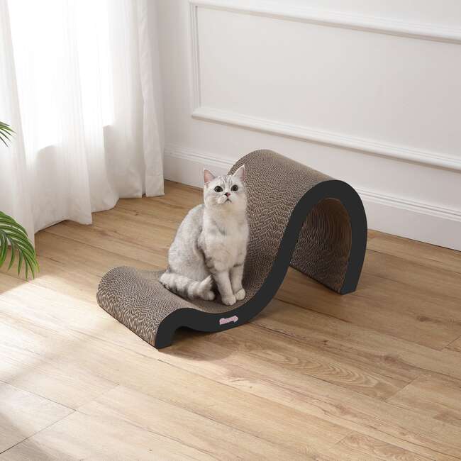 Kona 27" Cardboard Double Sided Wave Cat Scratcher with Catnip, Ink - Pet Accessories - 7