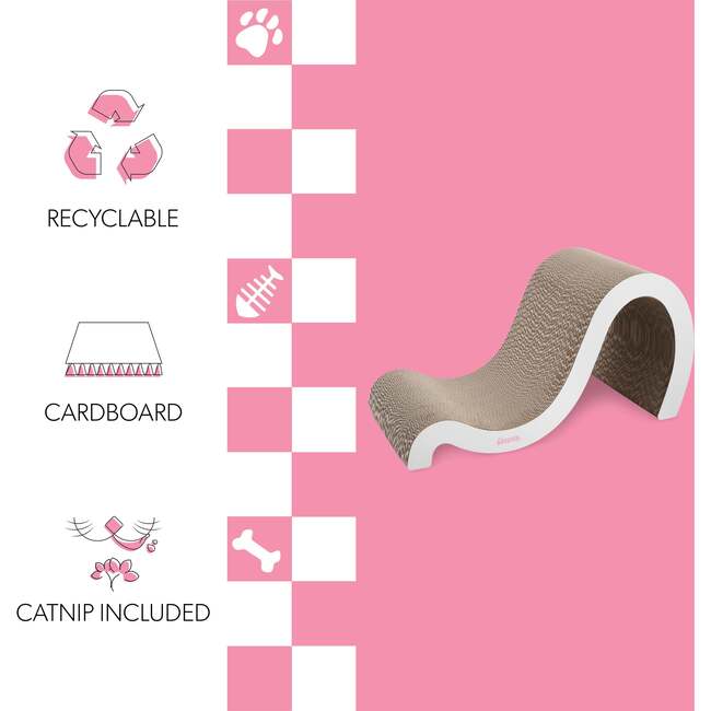 Kona 27" Cardboard Double Sided Wave Cat Scratcher with Catnip, Cloud - Pet Accessories - 5