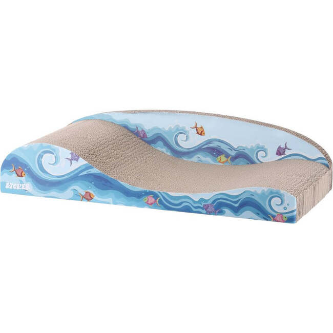 Kokomo 23.75" Cardboard Lounge Bed Cat Scratcher with Catnip, Blue - Pet Accessories - 4